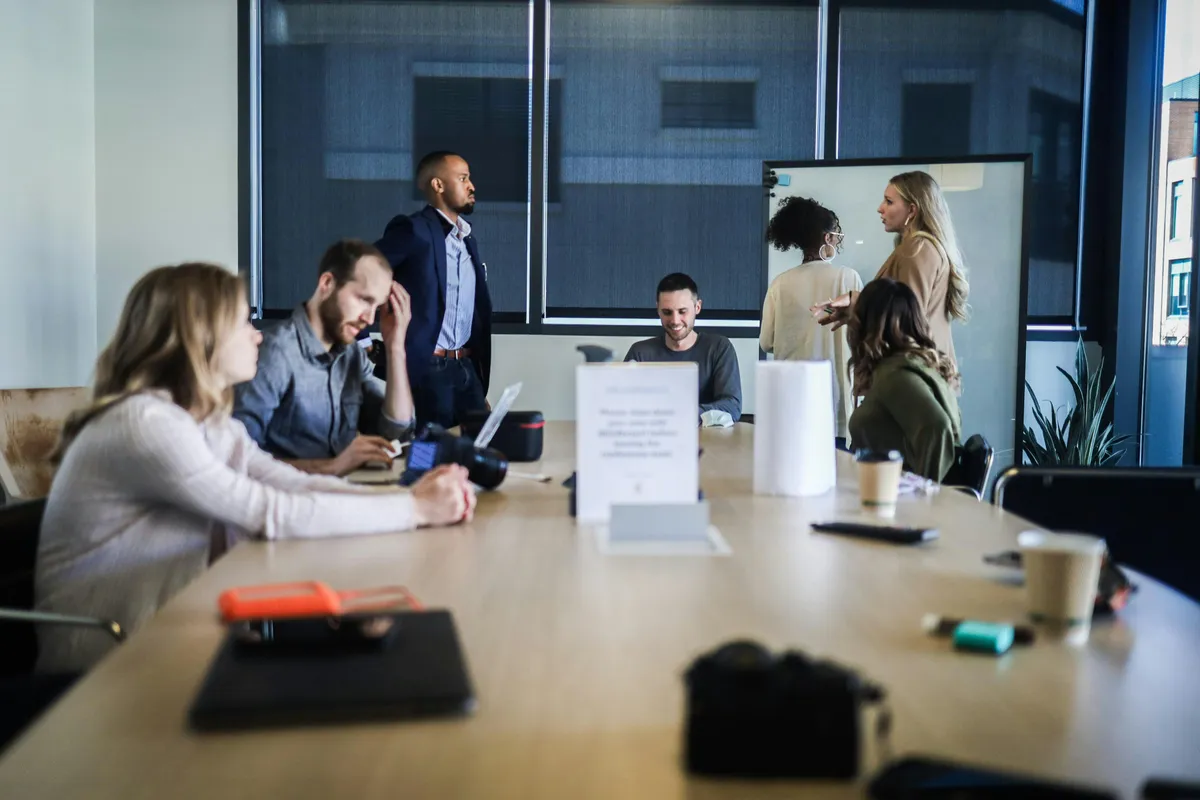 Professionals in a workplace training session
